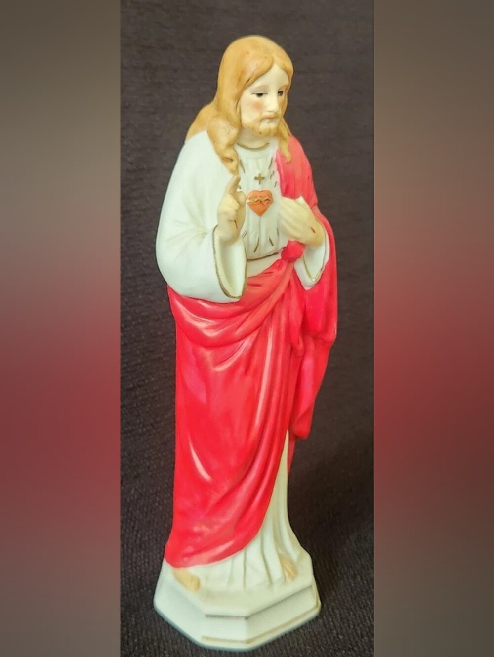 Vintage Roman Inc. Sacred Heart of Jesus 7" Statue Ceramic Figurine Japan - Picture 7 of 11